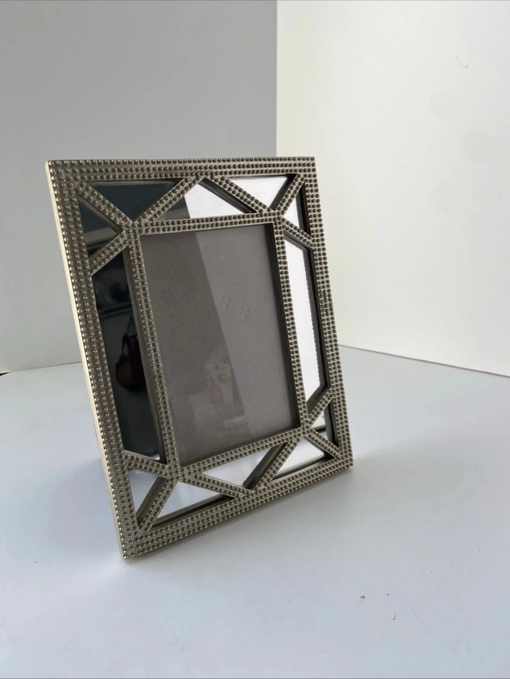 Nicole Miller Silver Beaded Mirrored Wall Frame IMPERFECT
